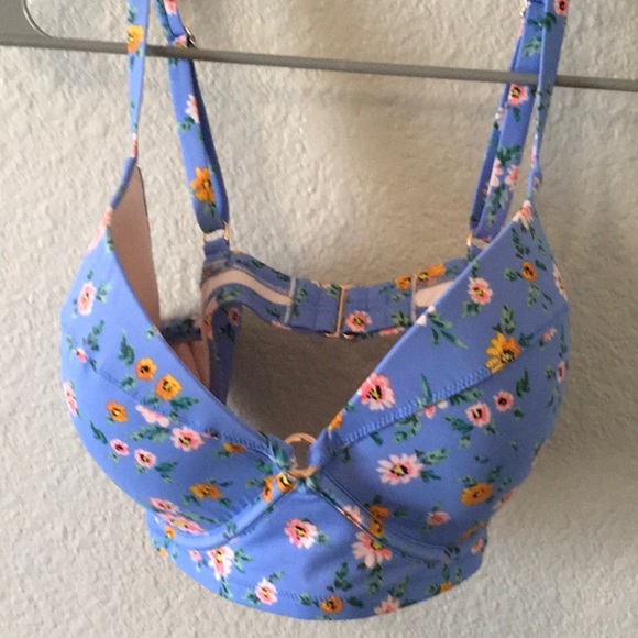 Shade & Shore Floral Print Bra in Blue and Pink 38D NWOT - Picture 2 of 6